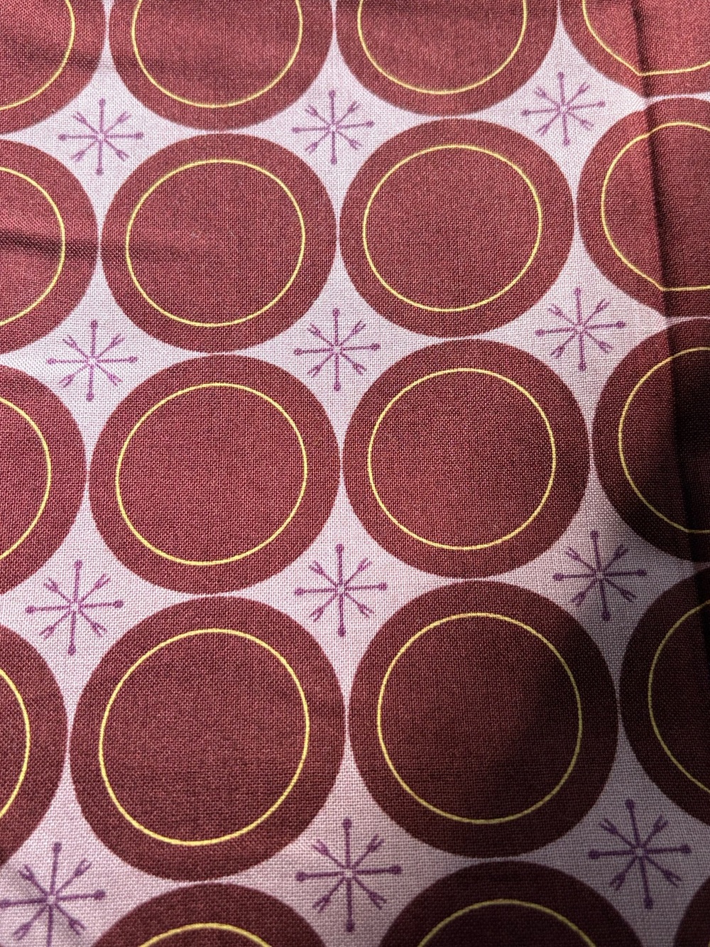 Andover Fabrics Lizzy Dish Clean Plates Fabric Purple & Gold - 1yard